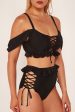 Wolf & Whistle Black Lace Up Bikini Top Cheap