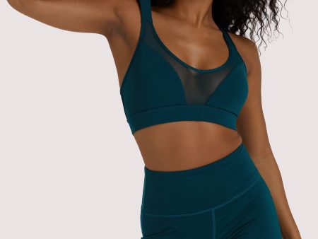 Eco Teal Racer Back Sports Bra Hot on Sale