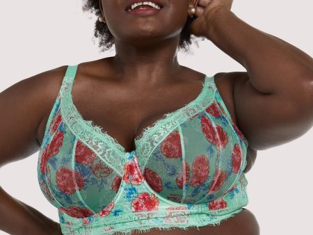 Sabey Mint Floral Longline Curve Bra Hot on Sale