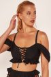 Wolf & Whistle Black Lace Up Bikini Top Cheap