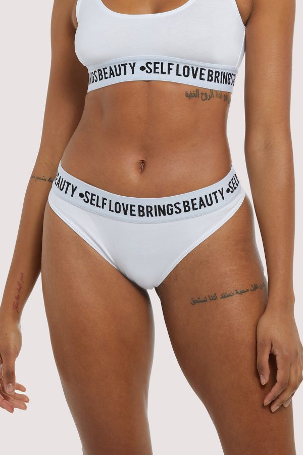 Self Love White Brief For Discount