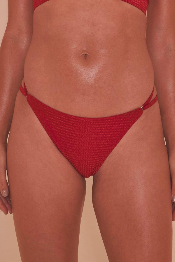 Wolf & Whistle Red High Shine Strap High Leg Brazilian Brief Sale