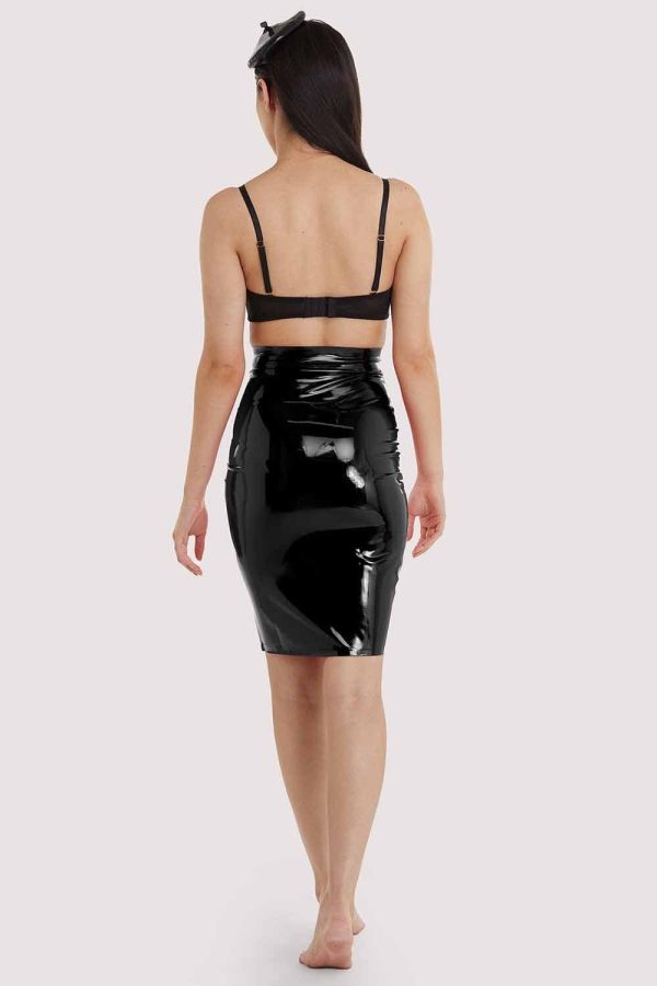 Bettie Page Black Latex Hobble Skirt Online Hot Sale