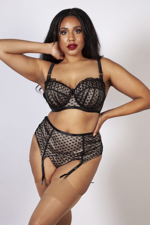 Cara Dot Mesh Ruffle Suspender curve Online Hot Sale