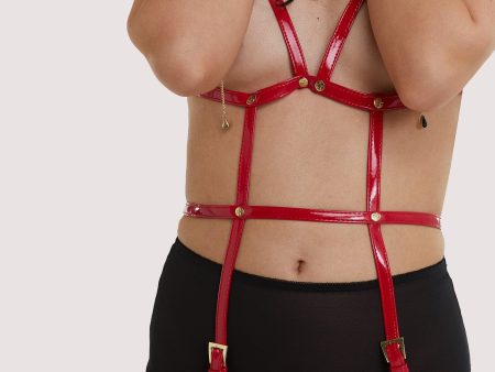 Regalia Open Harness Bra With Leg Cuffs Red Hot on Sale