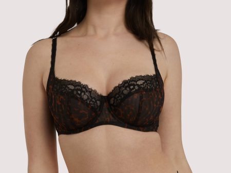 Rosalyn Black Tortoiseshell Lace Full Cup Bra For Cheap