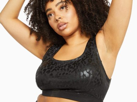 Wet Leopard Look Black Sports Bra Curve Online Hot Sale