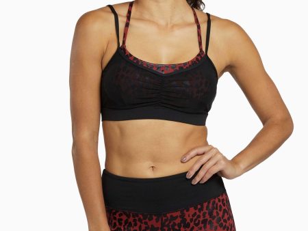 Red Wet Look Leopard Mesh Top For Cheap