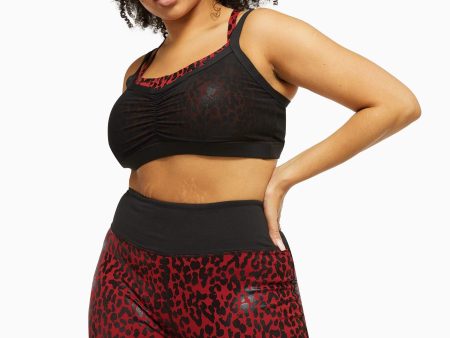 Red Wet Look Leopard Mesh Top Curve For Sale