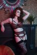 Josie Leopard Mesh Picot Suspender Belt Core on Sale