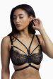 Wolf & Whistle Nevada Black Satin & Lace Harness Bra on Sale