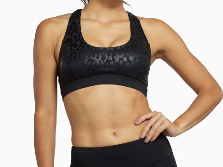 Wet Leopard Look Black Sports Bra For Discount