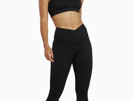 Cropped Leggings with Crossover Waistband Black Online now