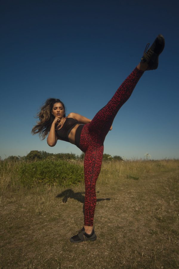 Red Wet Look Leopard High Waist Leggings Sale