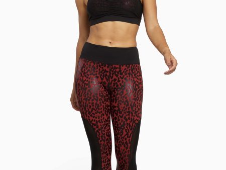 Red Wet Look Leopard High Waist Leggings Sale