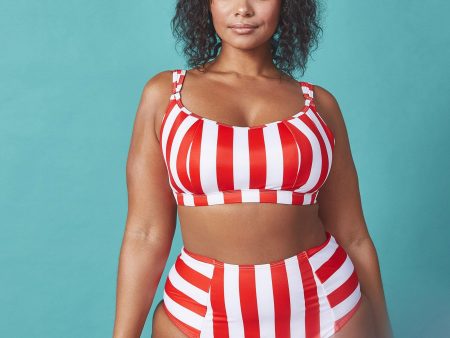 Wolf & Whistle Eco Stripe crop top red white Curve For Cheap