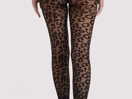 Bettie Page Leopard Knit Tights - Black AUS 8 - 22 Hot on Sale