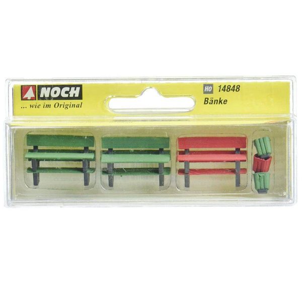 HO Benches Red x 2 Green x 4 Bin Fashion