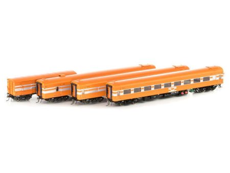 HO VR   VicRail   Tangerine and Silver 4 Car Set VR Orange w  2 Horizontal Silver Stripes Hot on Sale