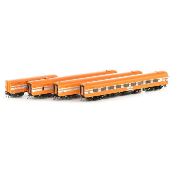 HO VR   VicRail   Tangerine and Silver 4 Car Set VR Orange w  2 Horizontal Silver Stripes Hot on Sale